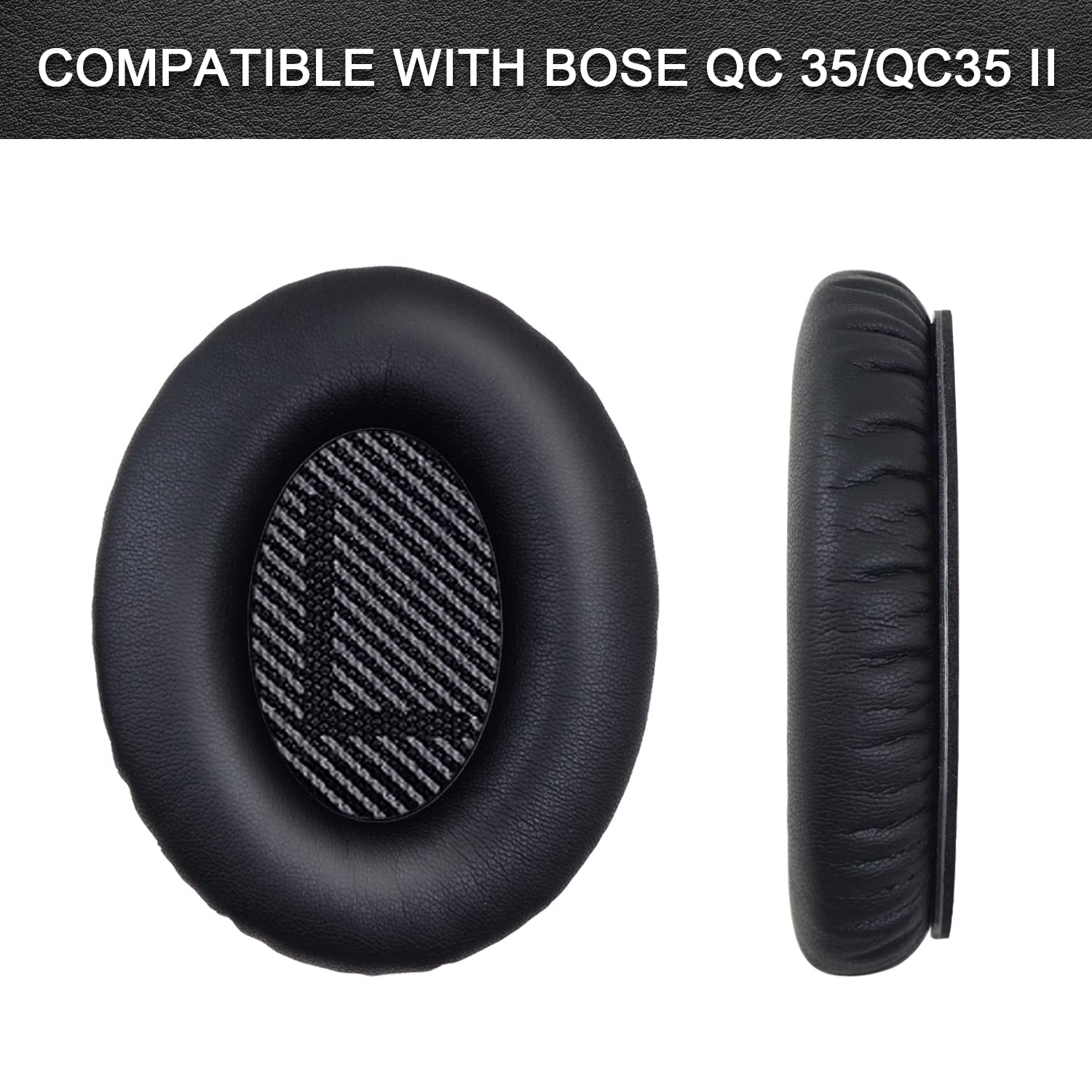 Replacement Ear Pads for Bose QuietComfort 35 35 II 15 25(qc 35 25 15/QC35 ii), Headphone Ear Covers, High Density Memory Cotton, Soft Leather, Adaptive Noise Isolation Headphones Pads Cushions
