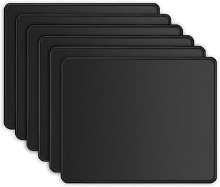 ITNRSIIET 6 Pack Mouse Pad with Stitched Edge, Premium-Textured Square Mouse Mat,Washable Mousepads with Lycra Cloth, Non-Slip Rubber Base Mousepad for Laptop, Computer, PC, 10.2×8.3×0.12 inches Black