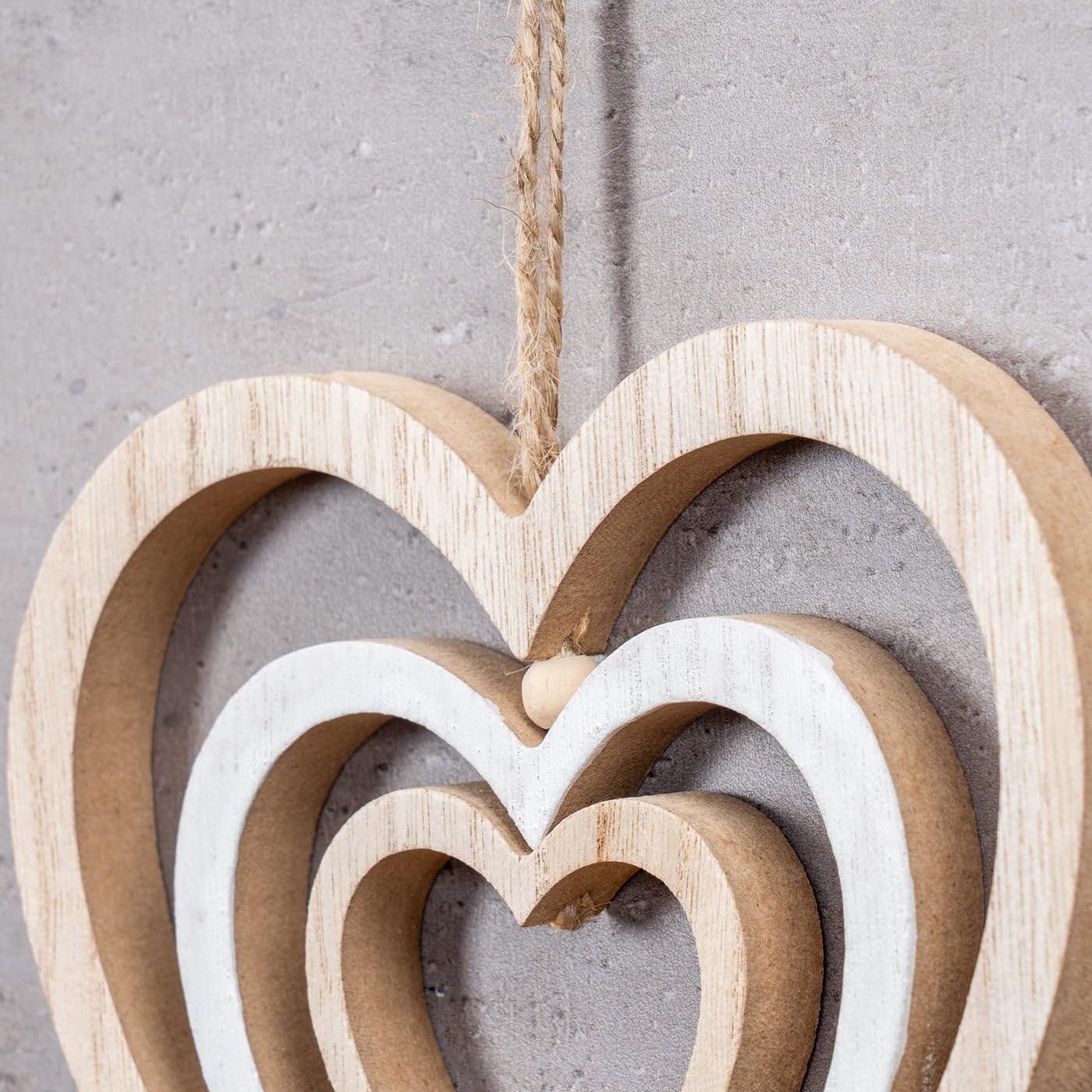 Decorazione A Cuore Mobile In Legno MDF - 15 Cm, Con Nastro Di Iuta, Per Interni Ed Esterni