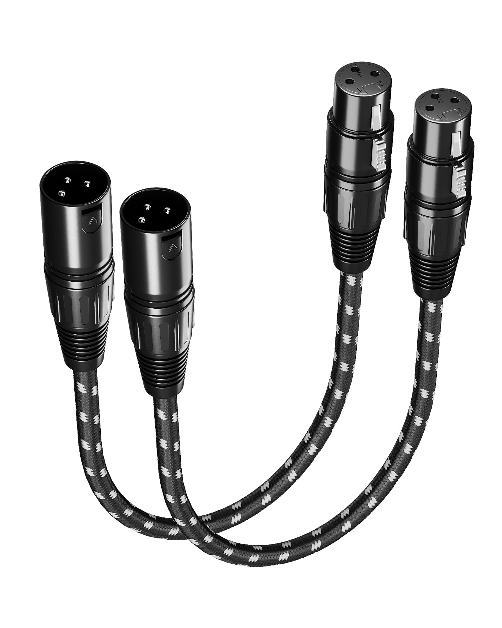 GLANICS Short XLR Cables 1ft 2 Pack, XLR Microphone Cable Balanced Shielded Nylon Braided Cord with 3-Pin Male to Female for Microphones Recording, Mixer, Amplifier?Speaker Systems