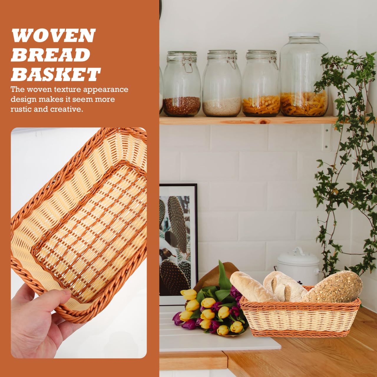 YUNRUI Weidenkorb-Set Aus PP – 2-teilig, Braun, Handgewebt, Mit Metallrahmen