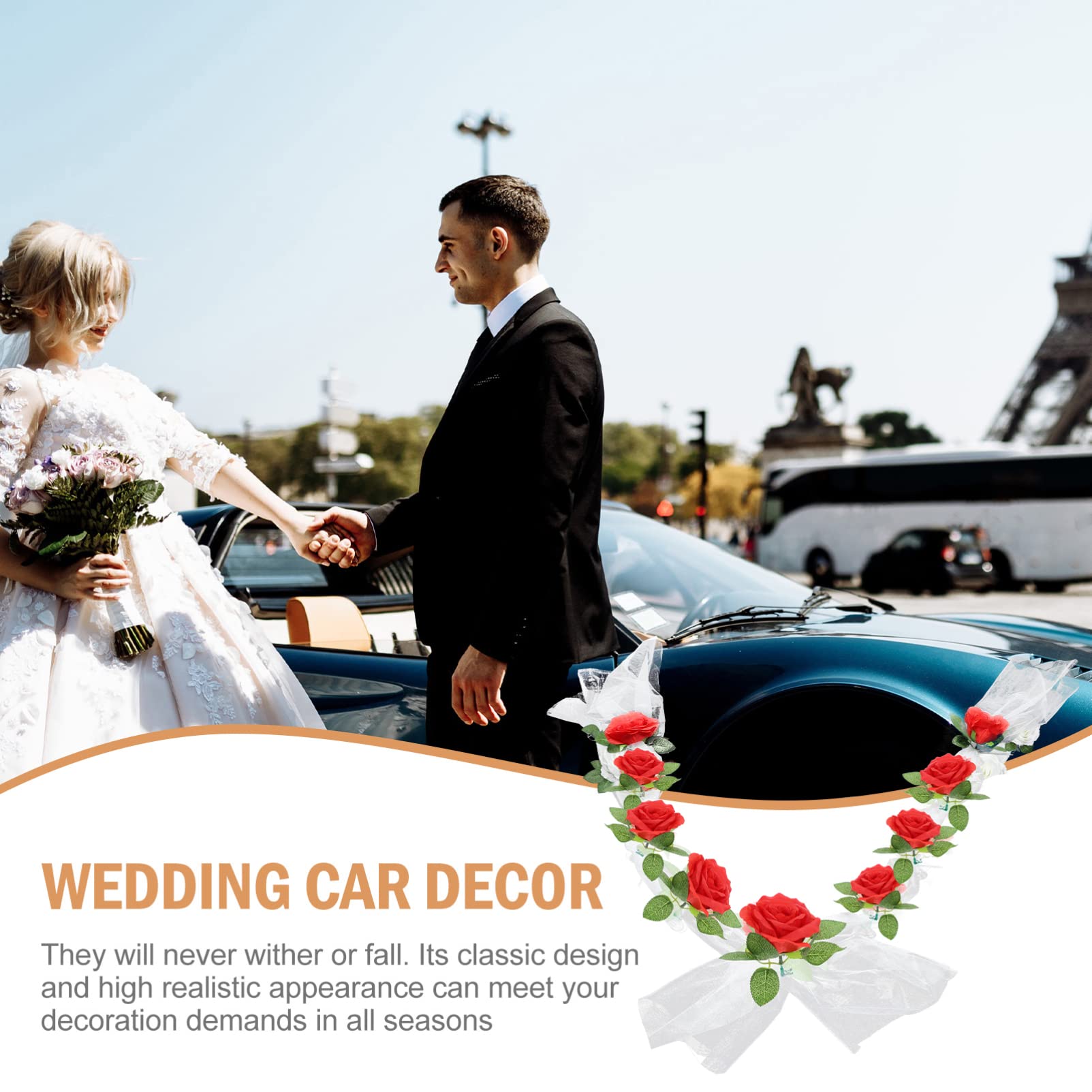 PRETYZOOM 5 Sätze Hochzeit Autogürtel einlagige Taillenkette künstliche Rattandekoration Rave Tür hochzeitsdeko Wedding Decoration Hochzeitsauto- Hochzeitsautodekorationen Schleife rot