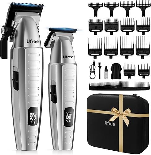 Ufree Juego de cortapelos profesional para hombres, cortaúñas y recortadoras, cortadora de barba eléctrica con bolsa de barbero, regalos para
