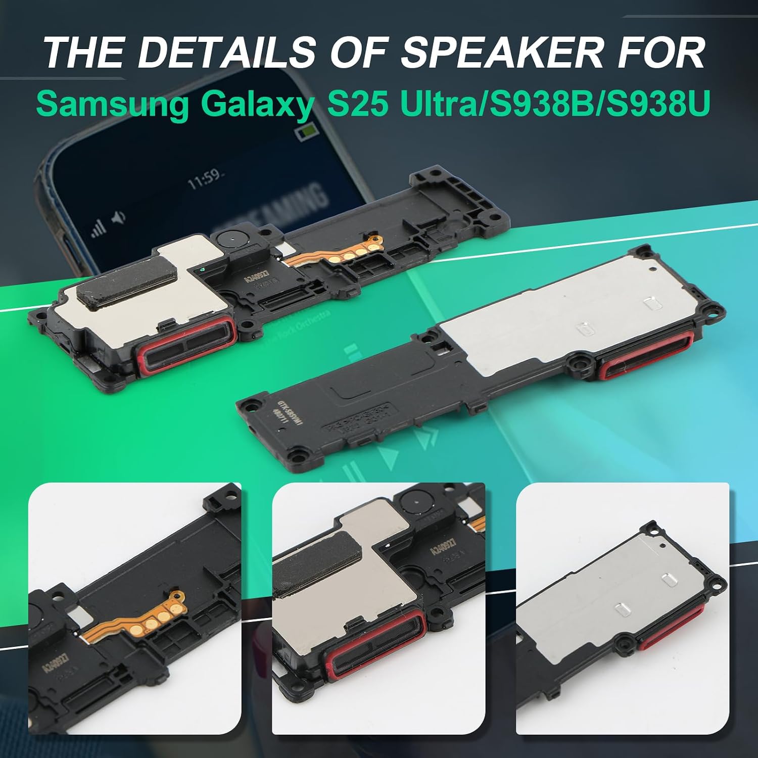 Loud Speaker for Samsung Galaxy S25 Ultra Loudspeaker Replacement for S25 Ultra S938B/S938U Loud Speaker Ringer with Repair Tool