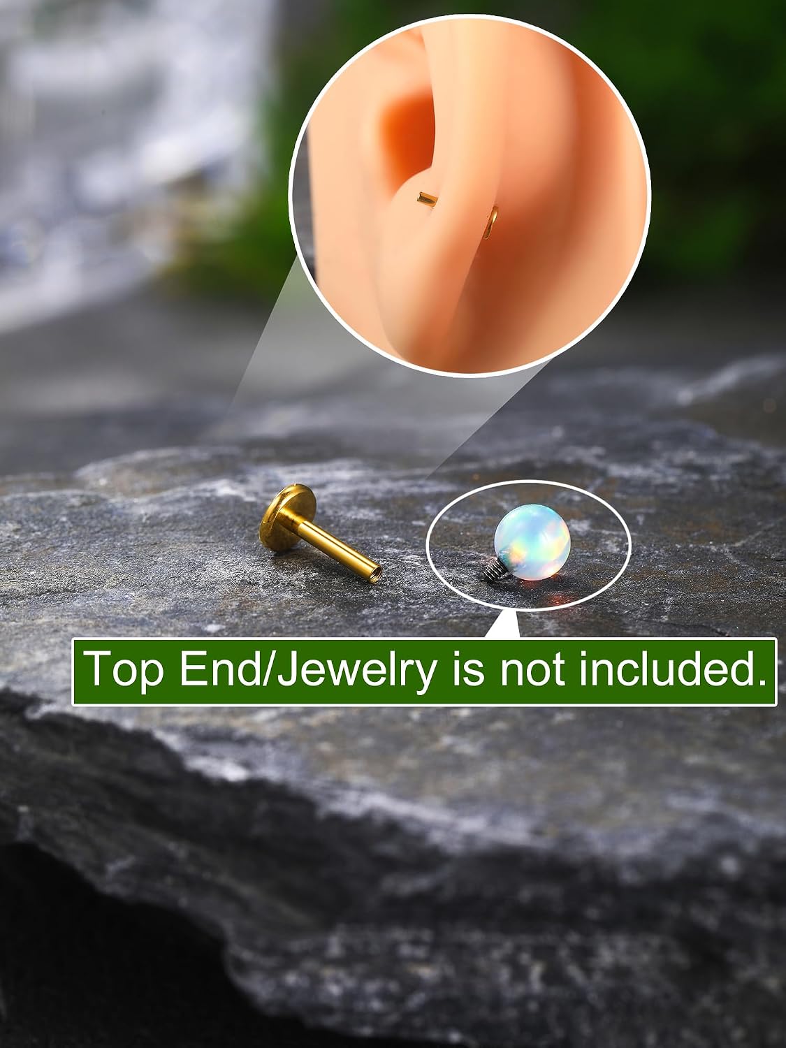 Xpircn 18G 6MM Titanium Threadless Internally Threaded Flat Back Stud Earrings Labret Post for Cartilage Helix Conch Tragus Nose Lobe Medusa Piercing Jewelry
