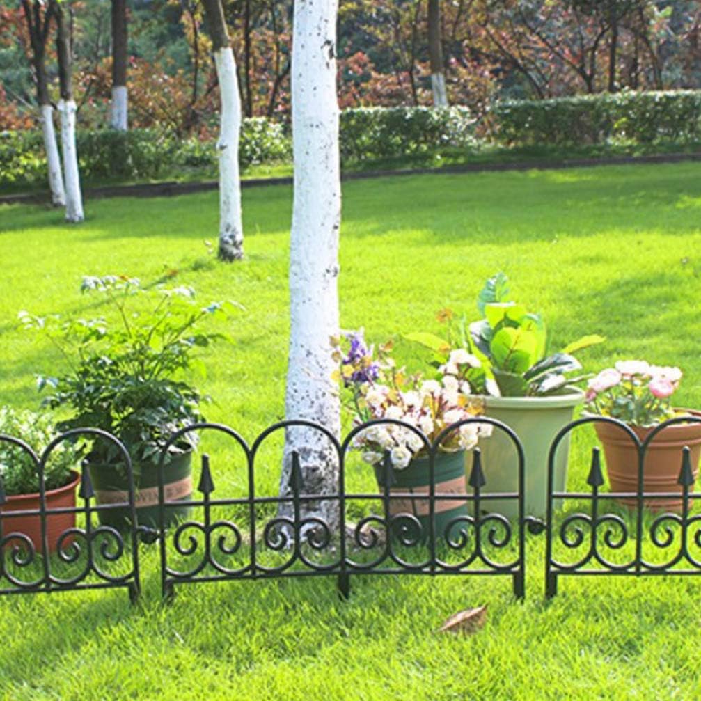 GANAZONO Vinyl Fence Panels 4 Pack Lattice Garden Border Decorative Fencing Panels for Lawn Patio Flower Bed