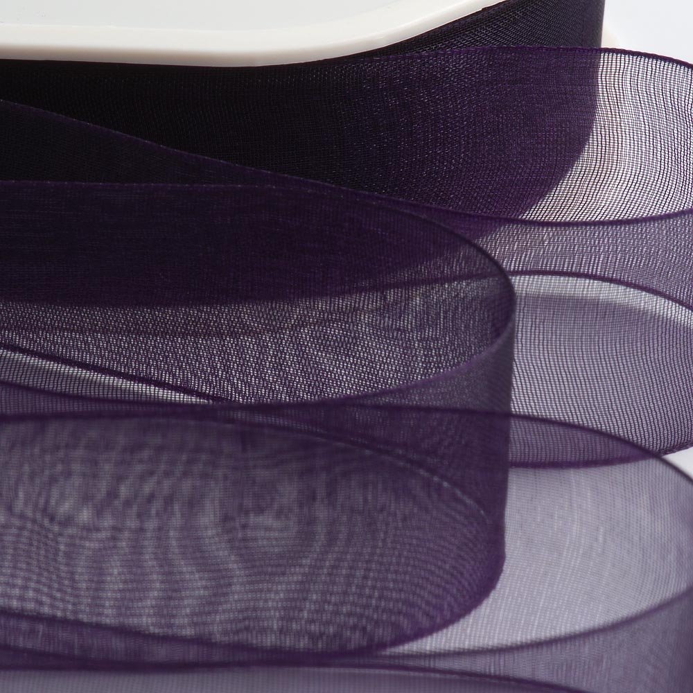 Italian Options Organza Chiffon Ribbon, Sheer Organza Ribbons for Gift Wrapping, Presents, Crafting, Wedding, Flower Bouquets, Birthday, Decorations, Décor, 38mm x 20 Metre Roll, Aubergine