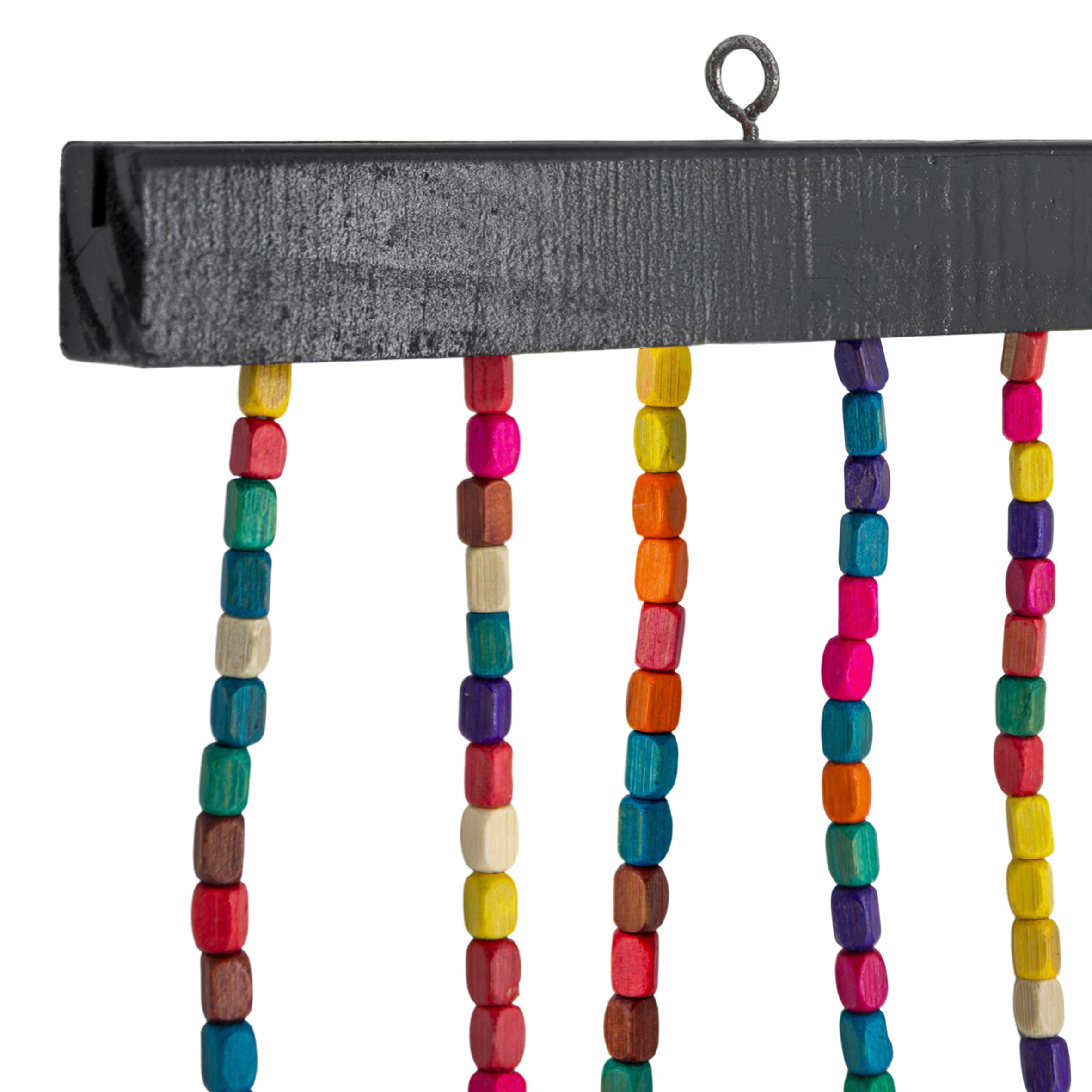Cortina de cuentas de madera para puerta con 31 hebras, 180 x 90 cm, multicolor, estilo hippie