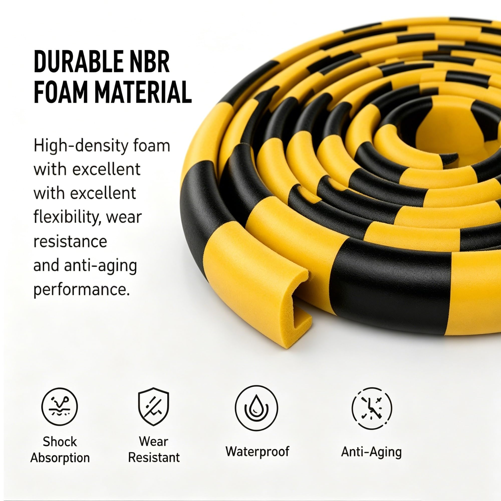 3-Pack Sistema de Protección de Esquinas de Seguridad Industrial, Protectores de Pared en Espuma Amarillo Negro Heavy Duty Autoadhesivos para Instalaciones de Almacén