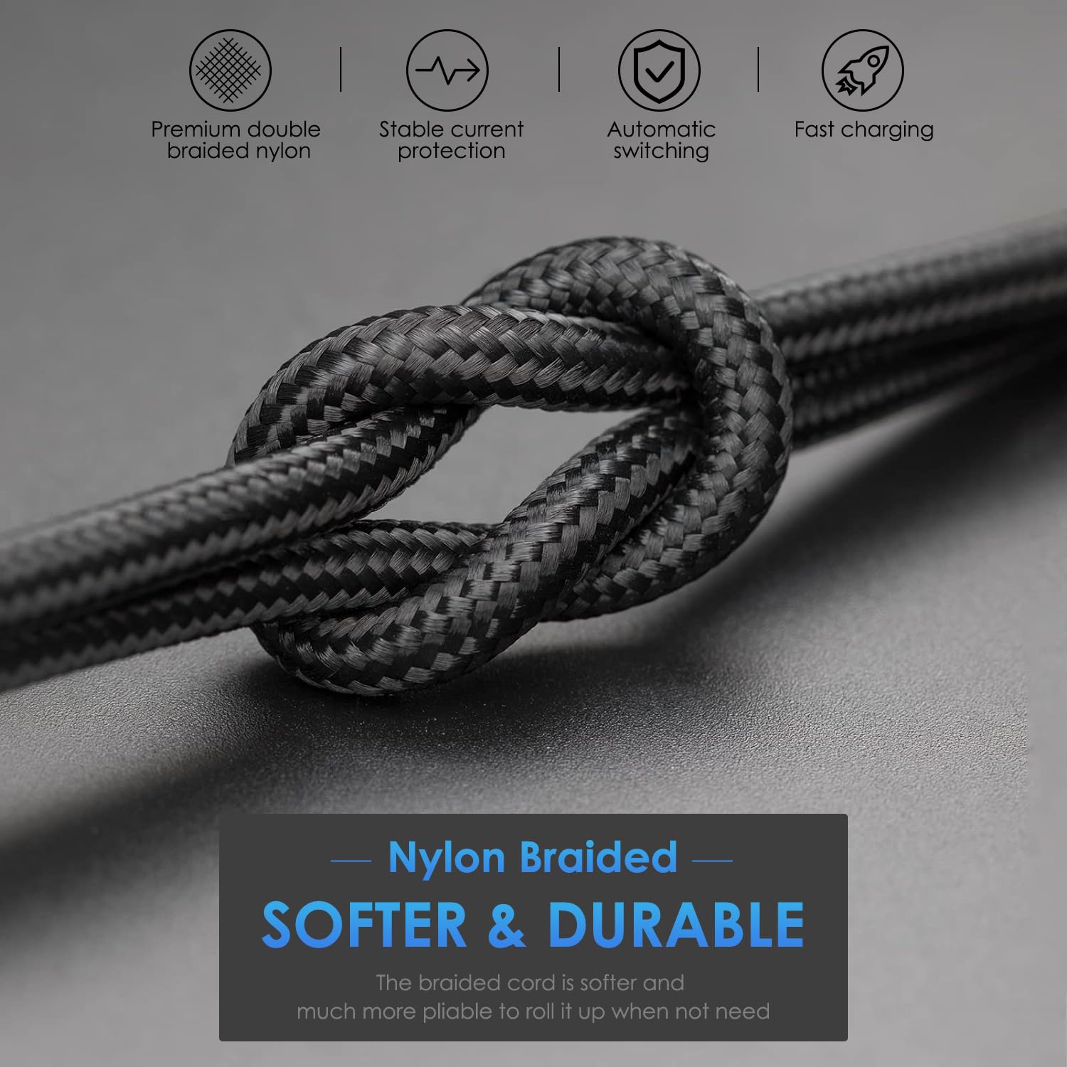 ohbox Paquete de 3 cables de carga para iPhone de 6 pies