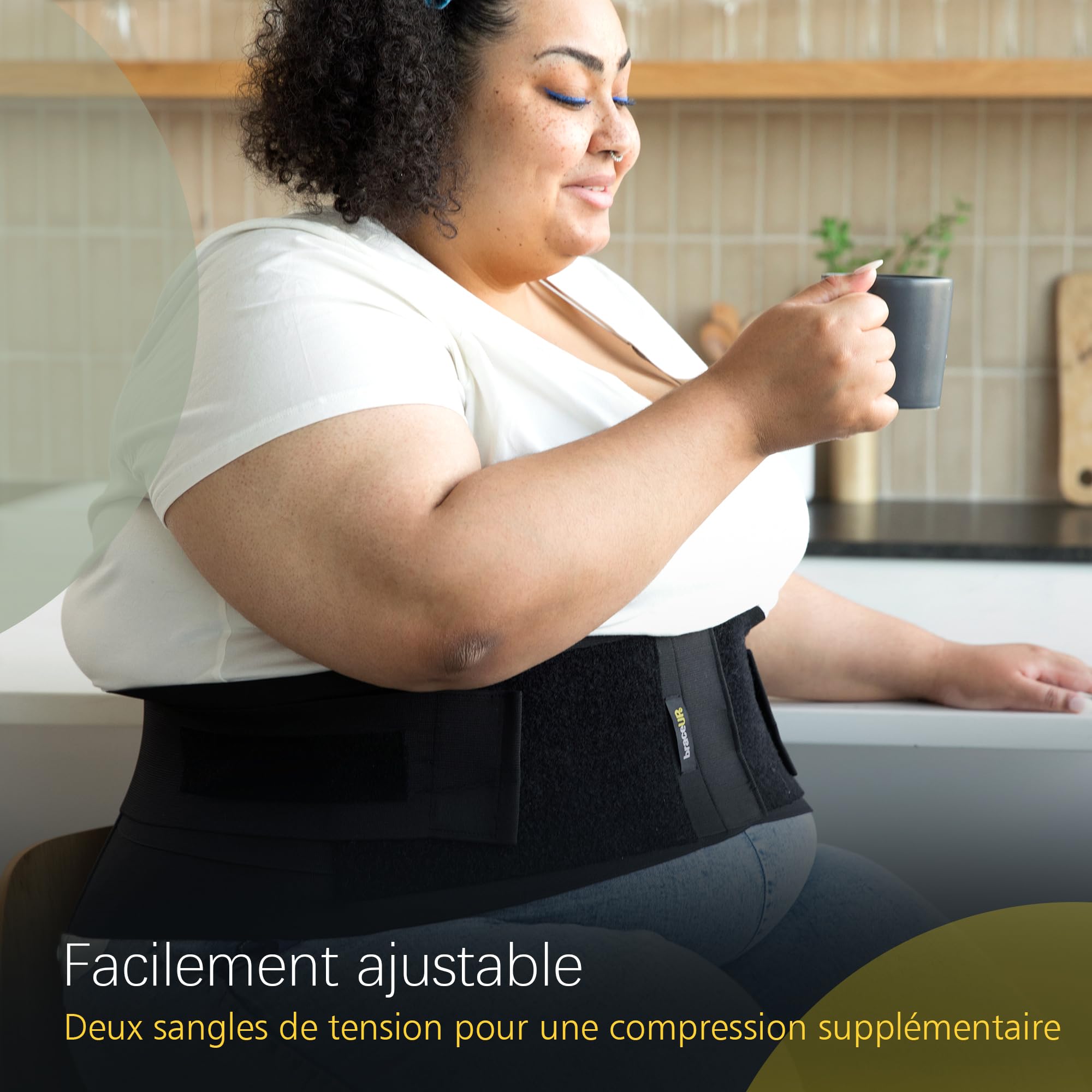 BraceUP Attelle Dorsale Extra Large pour Femmes et Hommes – du 3XL au 5XL, maintien lombaire extra large avec sangles et compressions, pour le bas du dos et les lombaires (4XL 157-188 cm)