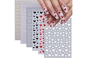 6 Sheets Valentine's Day Nail Stickers 3D Heart Nail Art Decor for Women