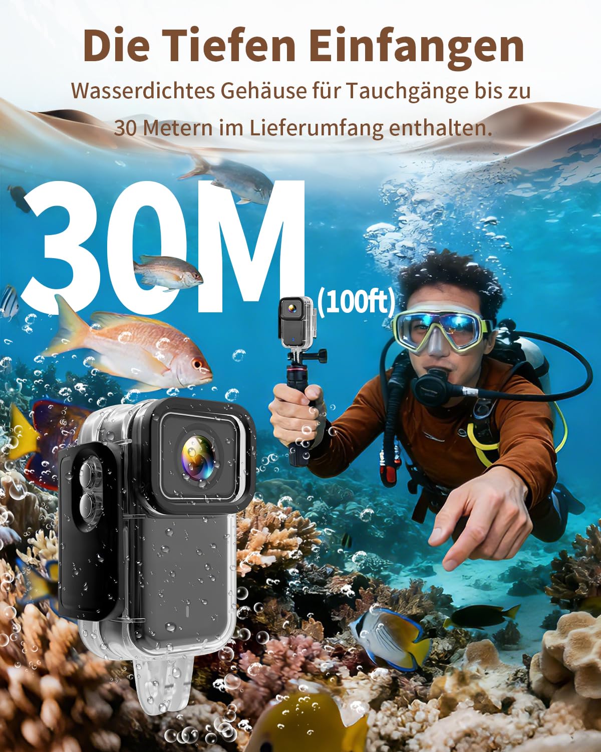 Neu Action Cam 4K/2K/1080P mit 64GB SD Karte &1,47 Zoll Display, Bodycam Körperkamera mini Magnetische Wasserdicht 30M & 180 Min Akku for Dashcam Fahrrad, Vlog, Ski, POV Kamera