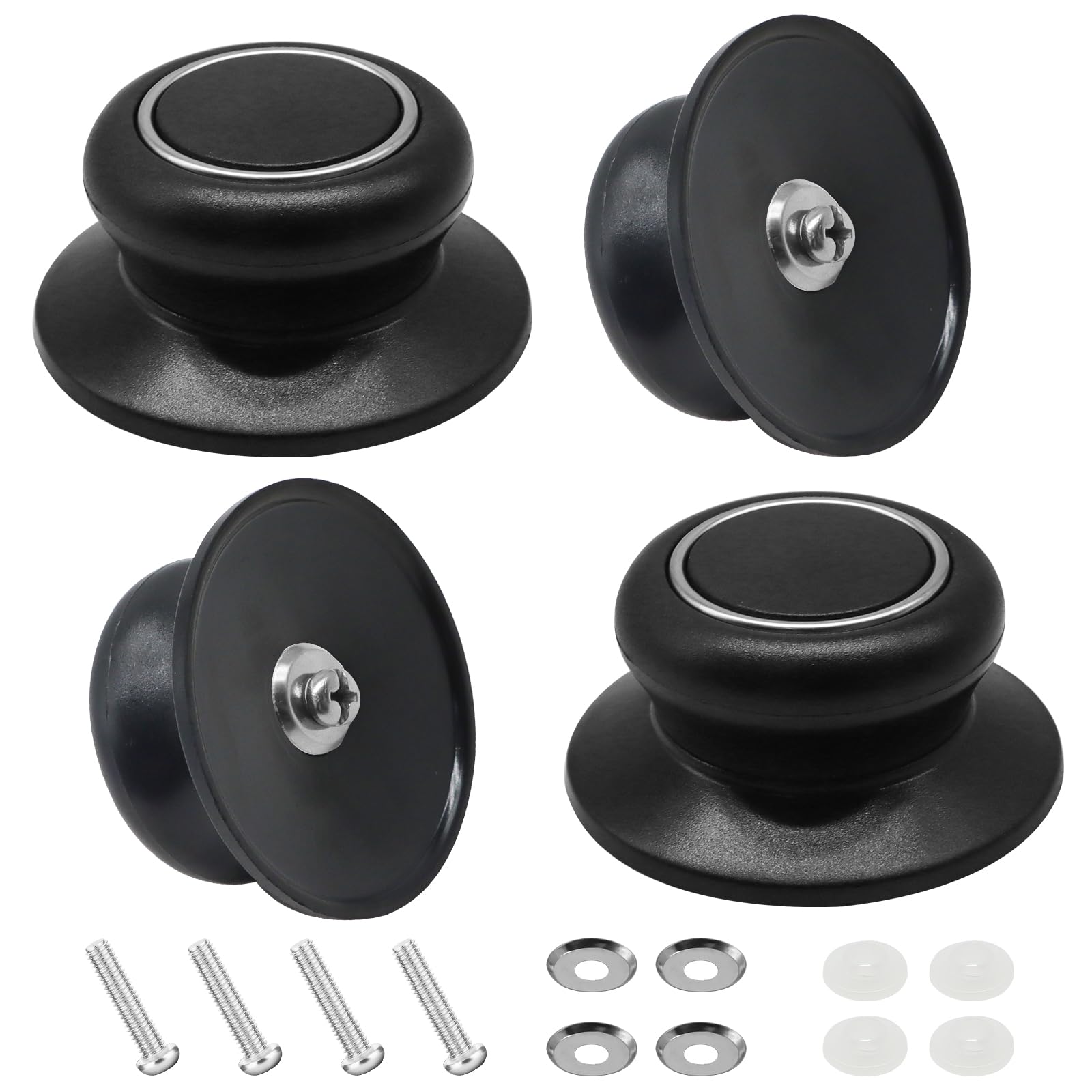 Yasdyri 4 PCS Pot Lid Top Replacement Knob Universal Pot Lid Knob Handle, Heat Resistant and Prevent Static Electricity, Universal Pot Lid Knob Top Replacement Pan Easy Installation