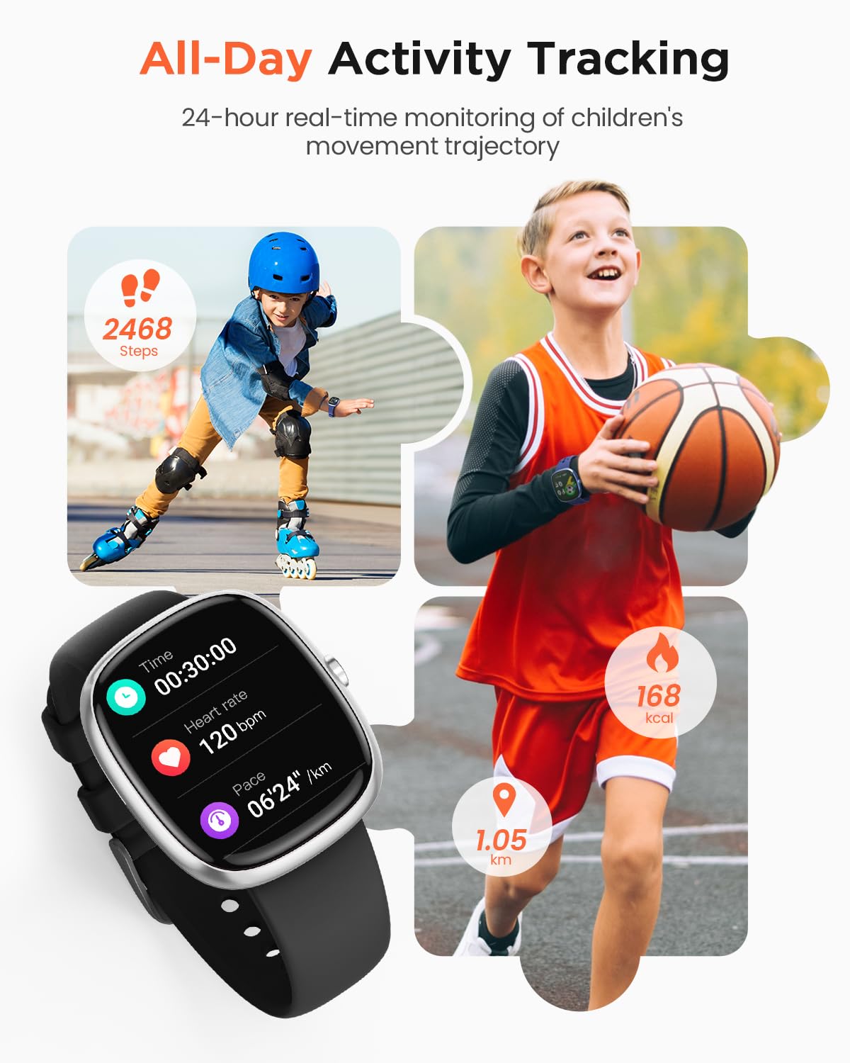 JoJoego Fitness Tracker Smartwatch Bambini, Orologio Smartwatch Bambino con 100+ Modalità Sportive, Contapassi, Frequenza Cardiaca, Monitor del Sonno, Impermeabile IP68, Regalo per Ado 5-16, Nero