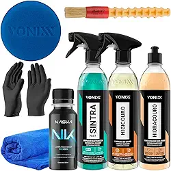 Kit Completo de Limpeza e Hidratação Interior Automotivo – Painel, Couro e Tecidos