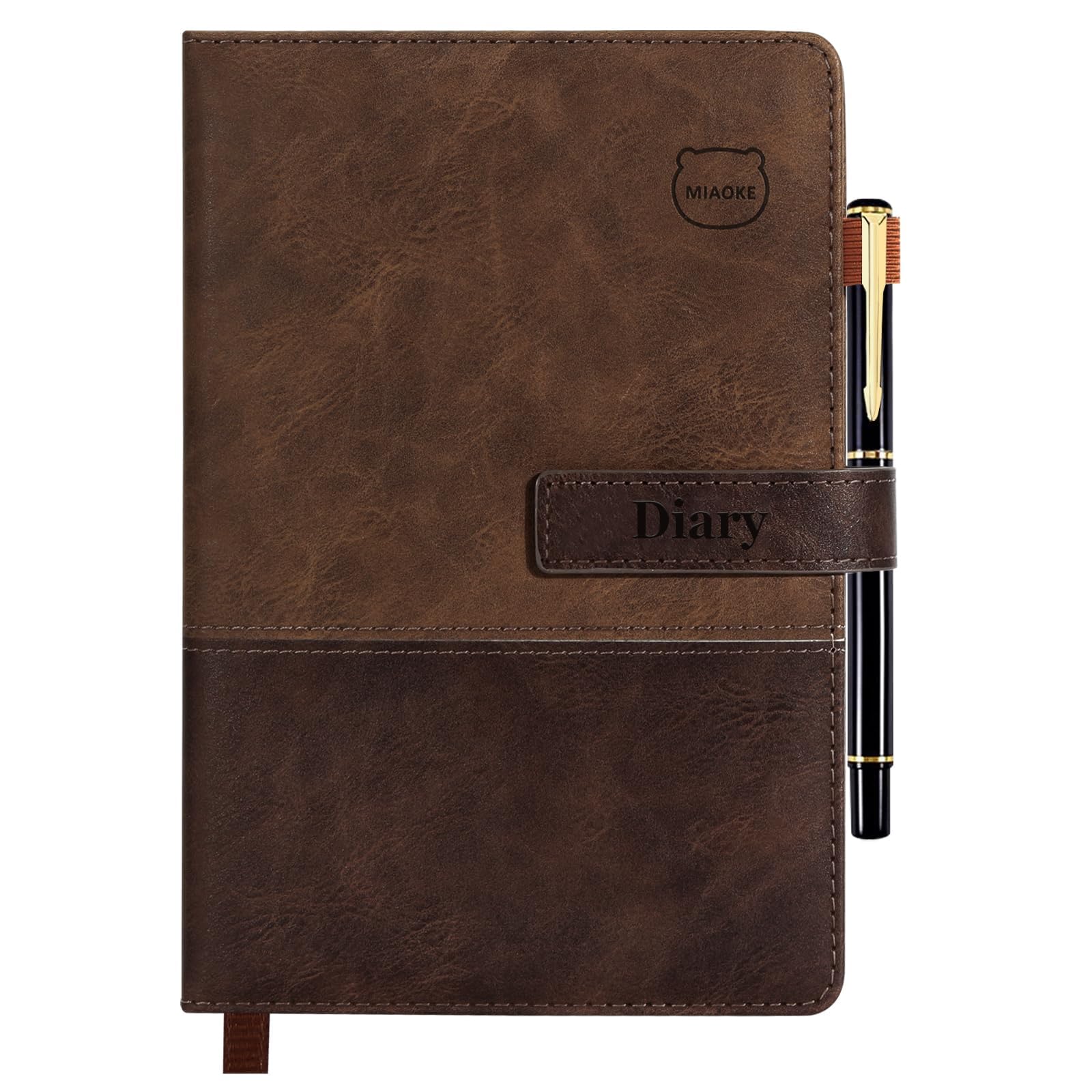 MIAOKE A5 Lined Journal Notebook with Magnetic Closure, 300 Pages - Brown