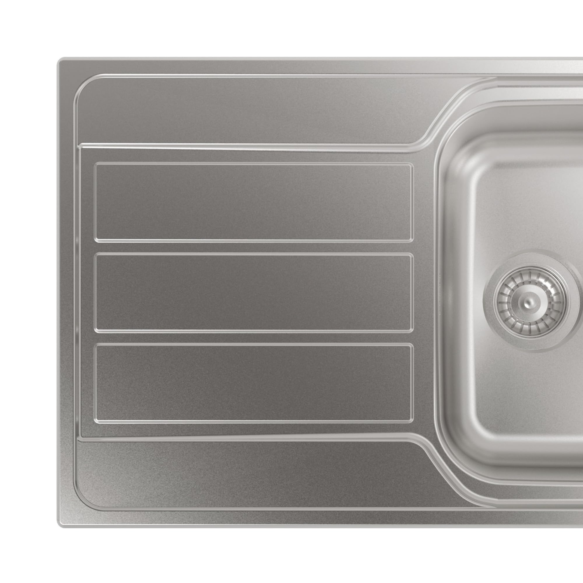 CATA FREGADERO CDL 1 Reversible con Cubeta Cuadrada con Escurridor Profundidad de la Cubeta 18 cm Instalación en Mueble de 45 cm Base con Fondo Absorbente Válvula Canasta 3 1/2" Ancho 77 cm Color Inox