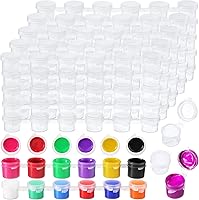 Vista 7 de Patelai 100 tiras, 600 macetas vacías con tapas, mini contenedores de almacenamiento de pintura de plástico, suministros de manualidades para aulas