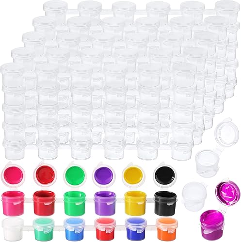 Miniatura 7 de Patelai 100 tiras, 600 macetas, tiras de pintura vacías, macetas, mini recipientes de almacenamiento de plástico transparente, suministros
