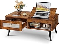 Vista 12 de WLIVE Mesa de Centro para Sala de Estar, Mesa de Centro Pequeña con Almacenamiento, Mesa Central de Comedor de Madera Moderna con Tapa Elevable