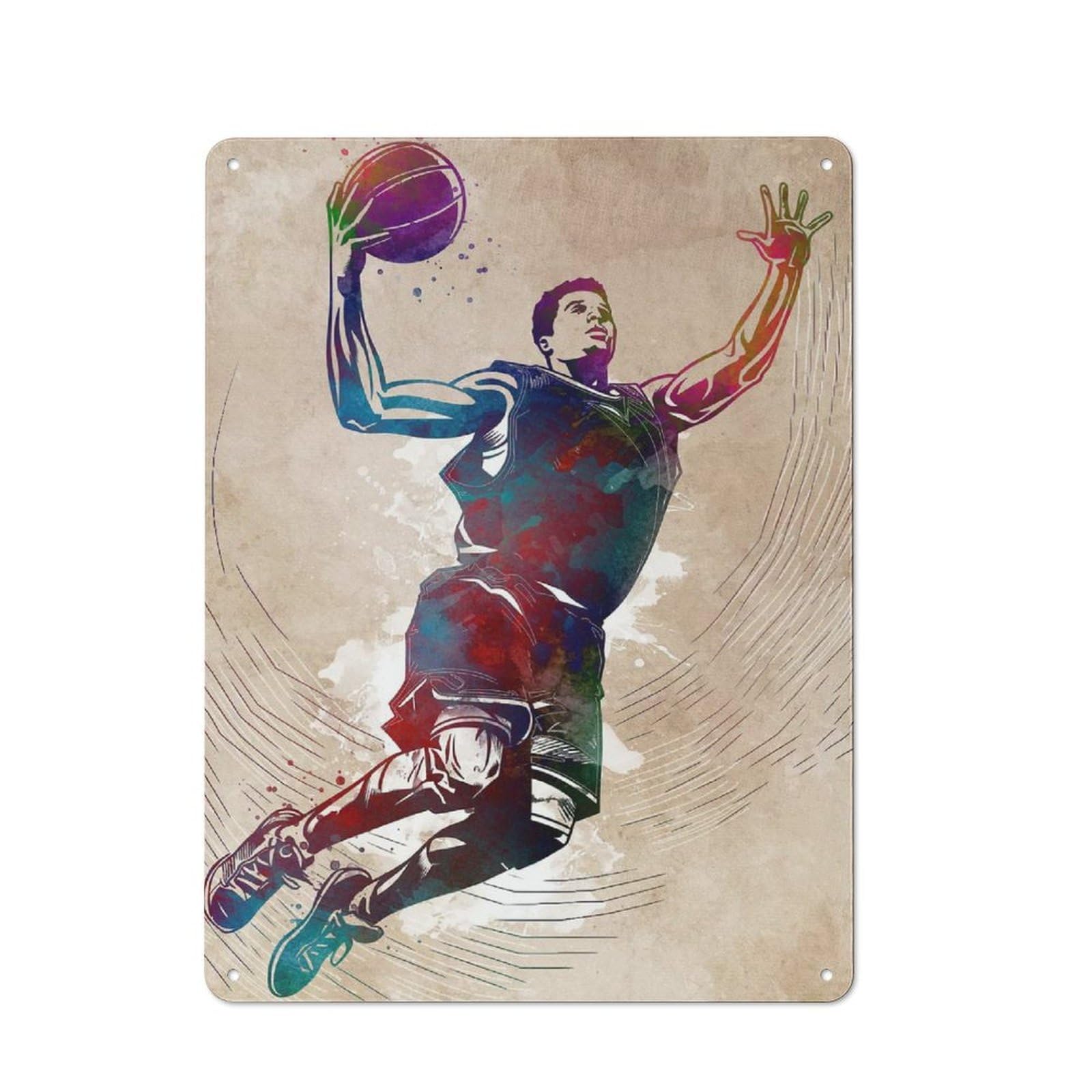 Junmoney Style-4 Vintage Tin Sign 40X30cm With Basketball Player Sport For Man Cave Or Games Room, For Winter Room Styling In Man Cave And Games Room