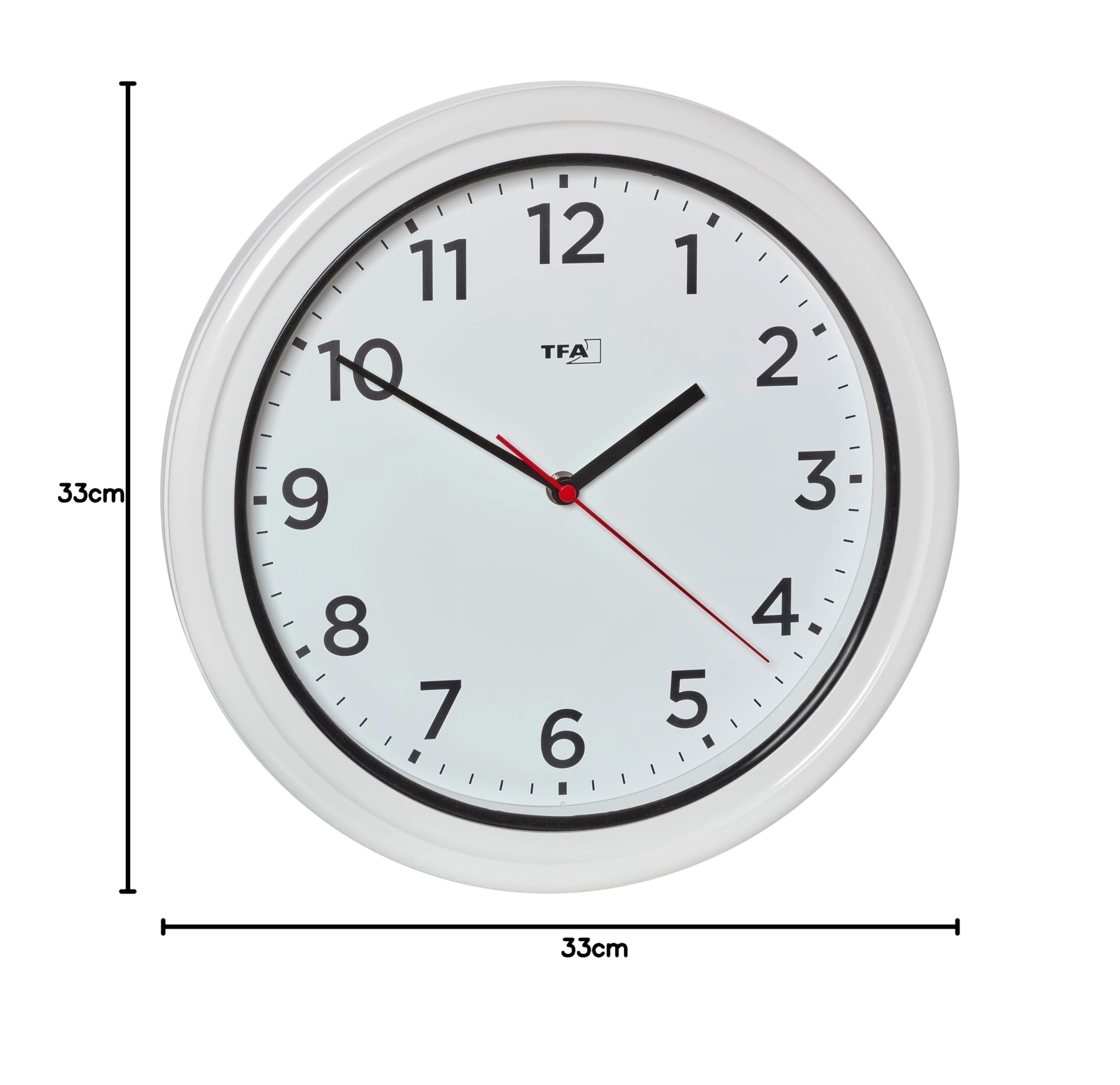 TFA Dostmann Horloge Murale d'extérieur étanche, 60.3078, Horloge d'extérieur, résistante aux UV, à Quartz pour Piscine, terrasse, Jardin, Balcon, diamètre 30,5 cm, Facile à Lire, Blanche