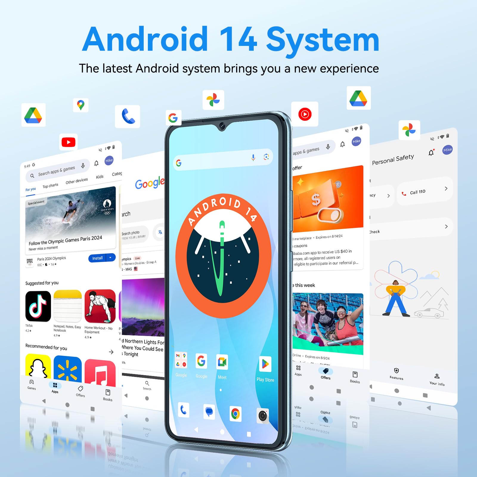 CUBOT Smartphone Android 14 Telefono Cellulare 128 GB ROM TF Carta 1TB Expand 48MP Fotocamera 6,56" Schermo 5100 mAh a10 Smartphone 4G Doppio SIM Face ID Nero