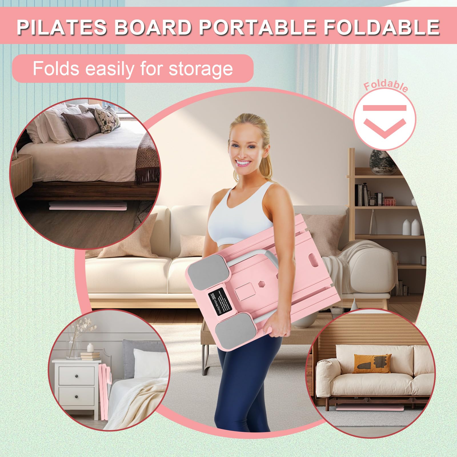 WingFly Pilates Reformer, 4-In-1 Upgraded Klappbares Pilates Board, Push-up-Bauchmuskel-Roller Springt Automatisch mit Timer, Multifunktionales Bauchmuskelbrett Für Zuhause Fitness