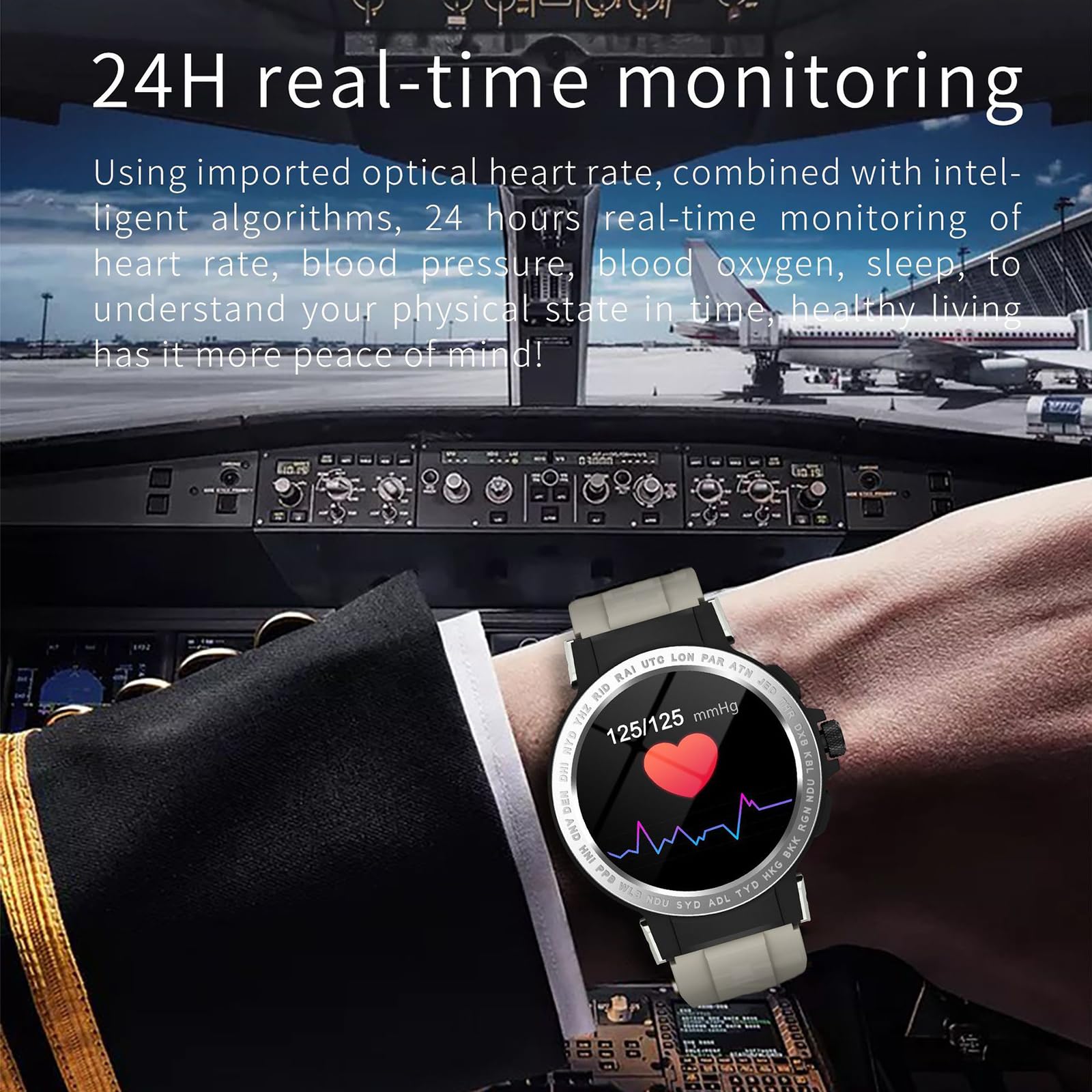 Inteligentny zegarek dla mężczyzn, mapa śladów GPS, tracker fitness z 24 trybami ćwiczeń, monitor snu, monitor aktywności Bluetooth, w pełni dotykowy ekran DIY o przekątnej 1,28 cala.