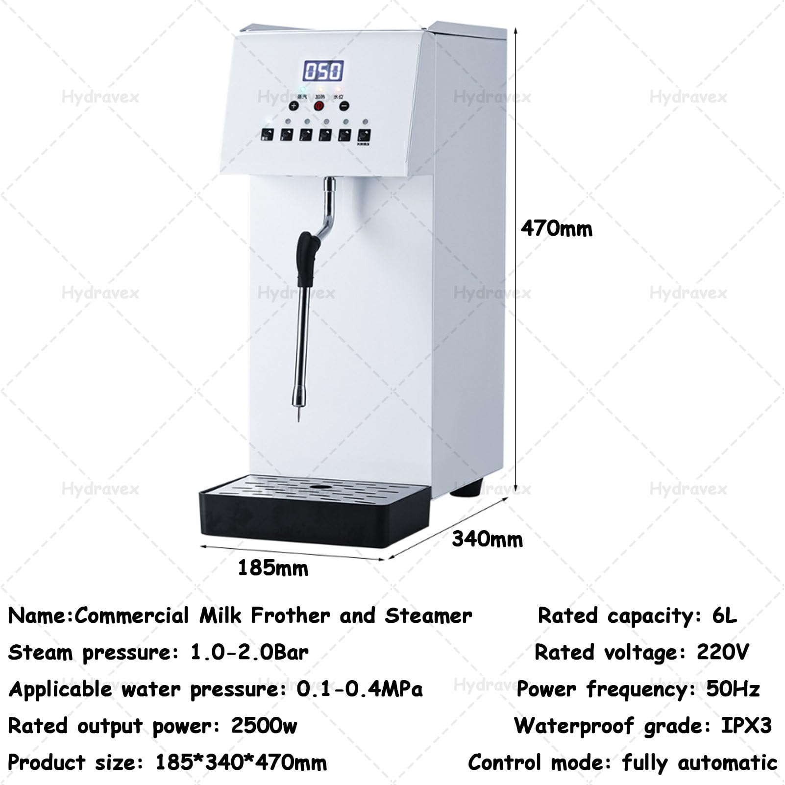 Montalatte, commerciale e a vapore, grande capacità 6L, schiumatore di latte elettrico da 2500W, macchina automatica per bollire l'acqua, macchina per schiumare in acciaio inossidabile, mont