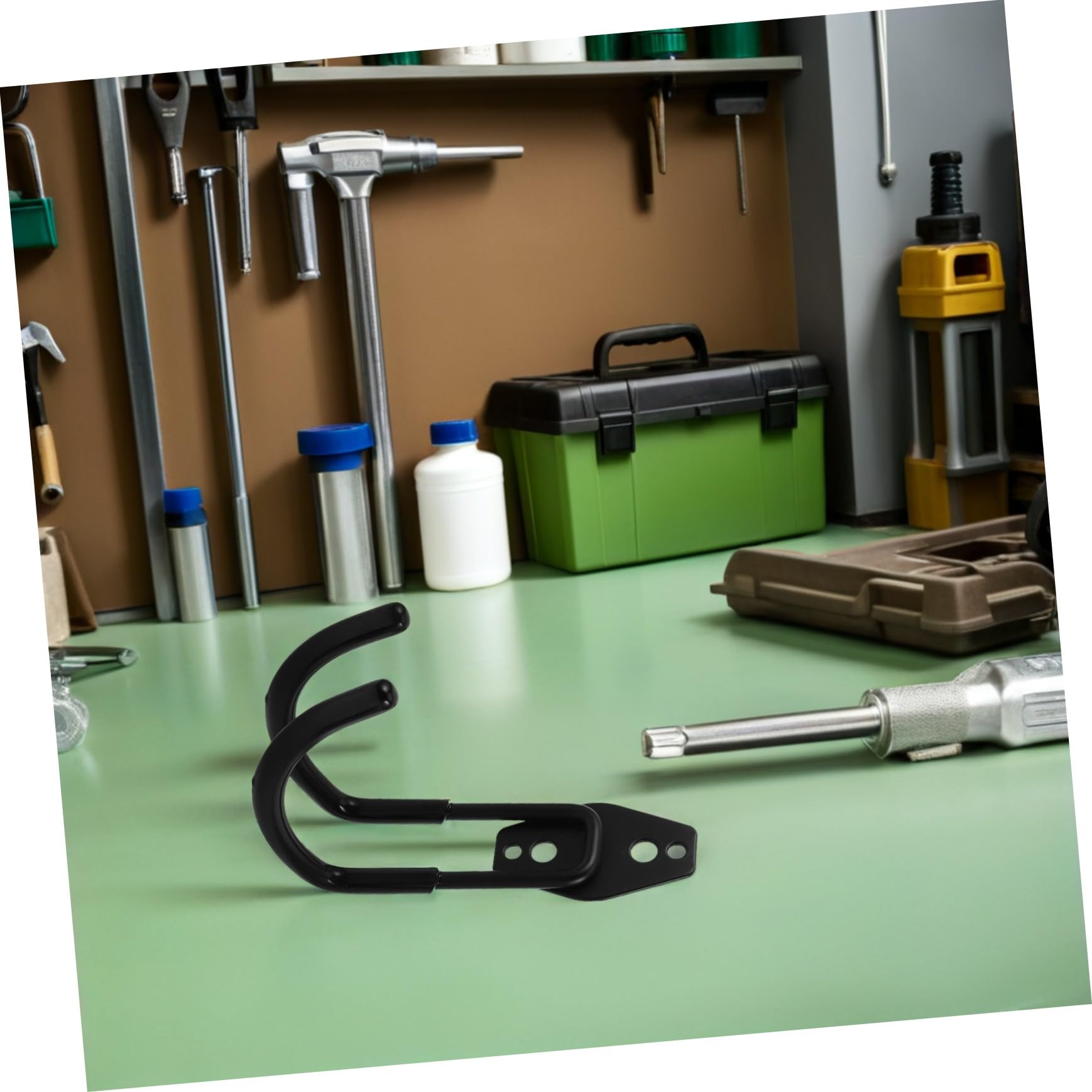 Angoily 4pezzi Ganci Da Garage Resistenti Per Montaggio Parete Ganci Per Scale Tubi Sci Sport Attrezzi Da Giardino Organizer Nero