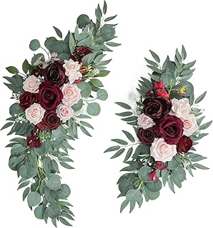 ponatia Wedding Arch Flowers (Pack of 2), Artificial Burgundy Wedding Fl...