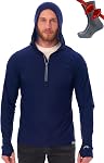 Merino Wool Base Layer Men Lightweight Hoodie - Half Zip Merino Wool Long Sleeve Thermal Shirt Slim Fit