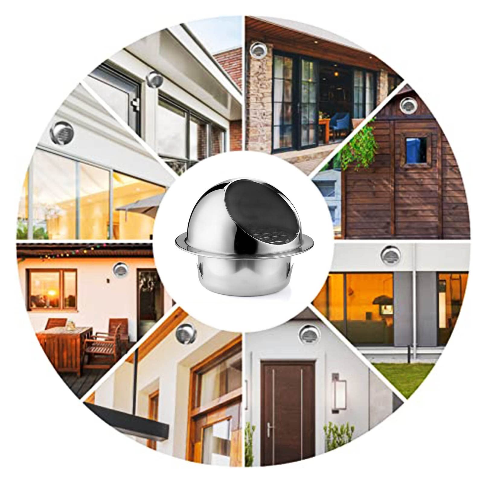 Grille Ventilation, 60/80/100/125/150/180/200mm Grille D'Aération Ronde Grille Ventilation Hotte En Acier Inoxydable 304, Mural Bouches D'aération Pour Garage Cuisine Salle De Bain ( Color : Silver ,