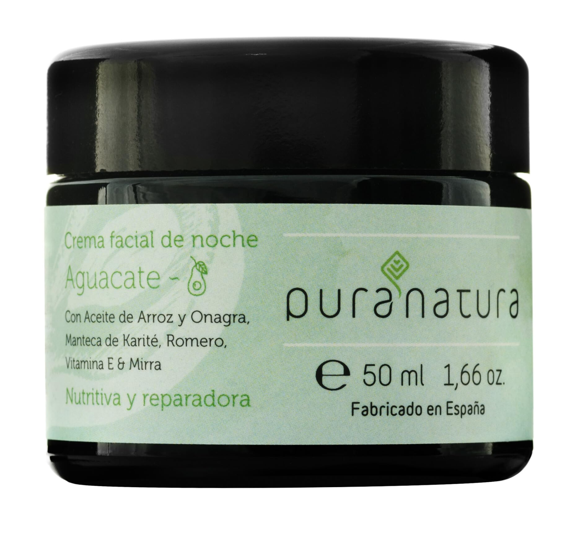 Puranatura, Crema facial de Noche Hidratante Anti-Edad 50 ml. Crema facial ecológica para noche. Hidratante natural orgánica regeneradora para cara. Crema reparadora vegana