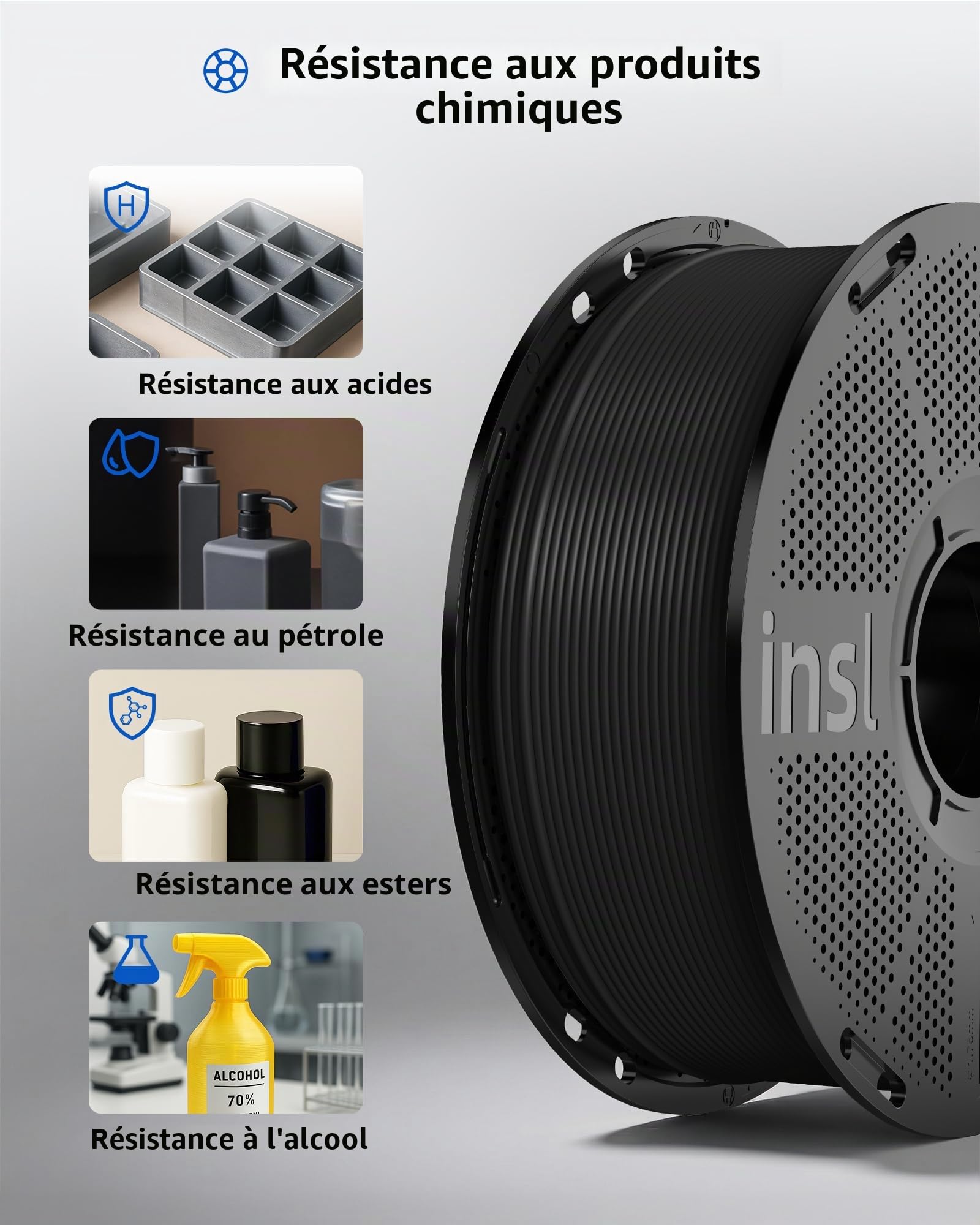 Inslogic Haute Vitesse Préchauffé PETG Pro 1.75mm, Mat PETG Pro 3D Impression Filament ±0.02mm, Plus Fort Toughness, 1kg Bobine Convient pour La Plupart FDM 3D Imprimantes (Bleu)
