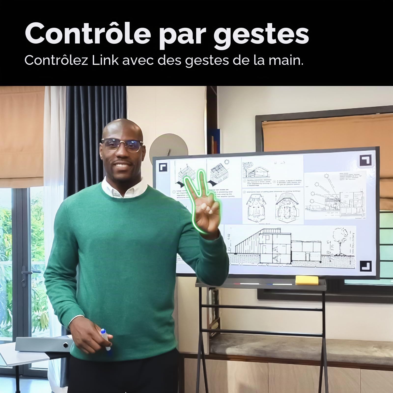 Insta360 Link - Webcam PTZ 4K avec capteur 1/2", suivi de l'IA, contrôle gestuel, HDR, microphones avec réduction du bruit, modes spéciaux, pour ordinateur portable, caméra vidéo pour vidéoconférence,