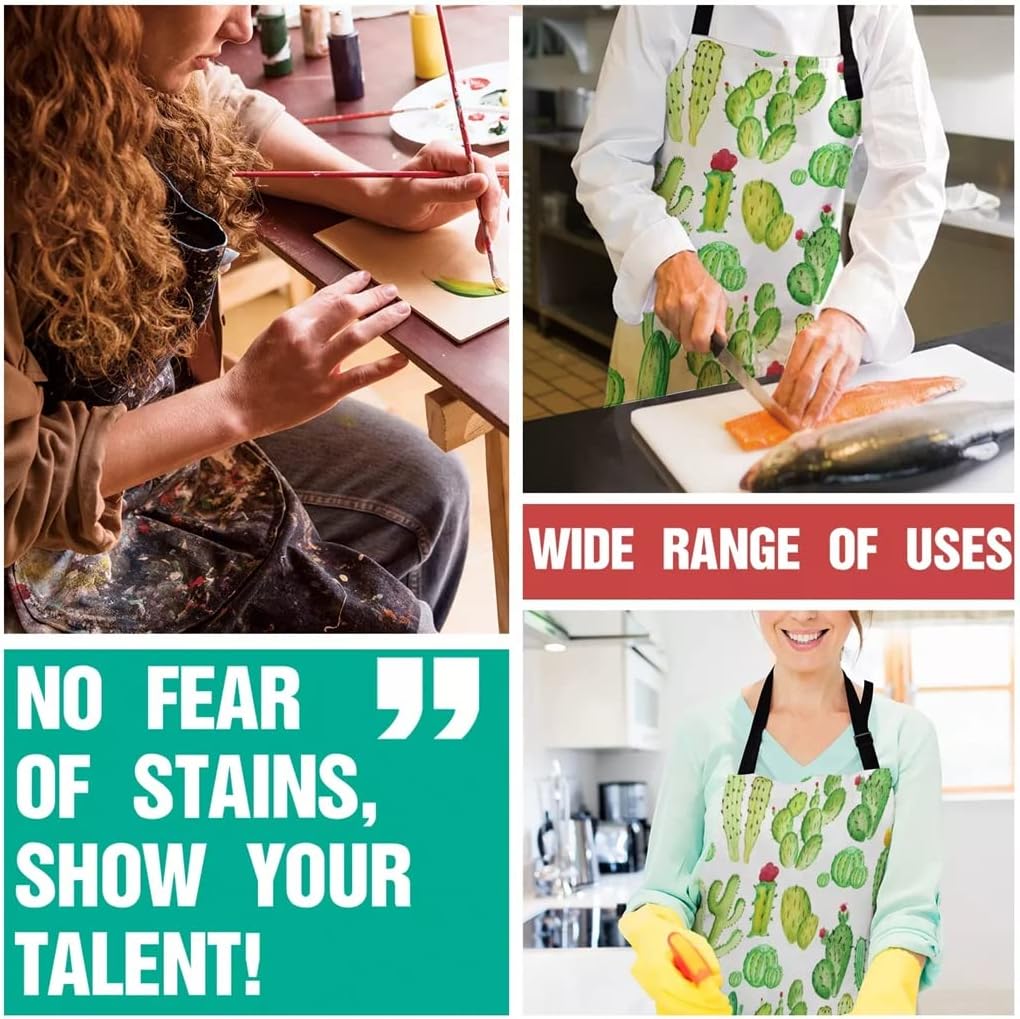 Succulent Cactus Aprons for Women Men Kid Cooking Baking Apron Kitchen Utility Equipment Accessories