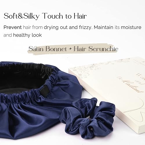 Miniatura 41 de YANIBEST Gorro de seda ajustable de doble capa de satén para dormir, gorros para mujeres, sombreros de cabello rizado natural, champán