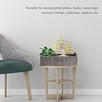 Vista 5 de Cesta redonda de almacenamiento de cuerda de papel, cestas de mimbre para organizar con asa, contenedores de almacenamiento decorativos