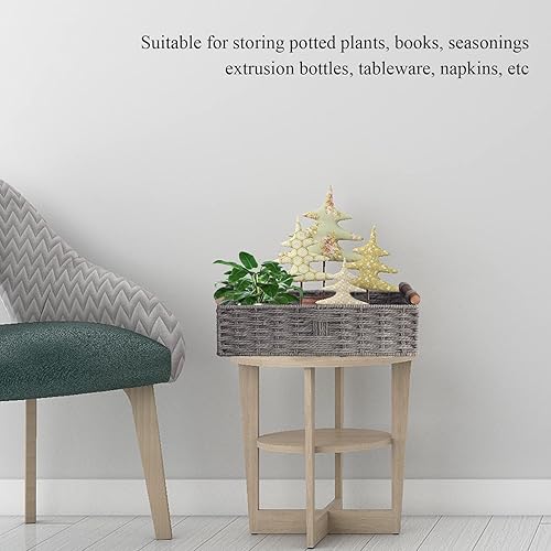 Miniatura 5 de Cesta redonda de almacenamiento de cuerda de papel, cestas de mimbre para organizar con asa, contenedores de almacenamiento decorativos para