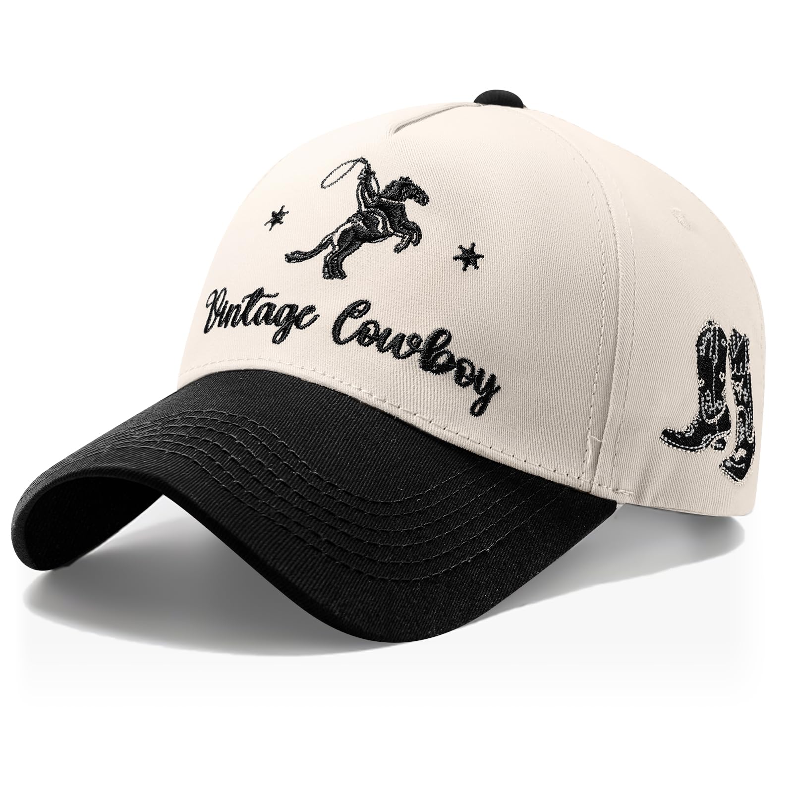 JaGely Two Tone Western Cowboy/Cowgirl Trucker Hat for Women Men Gift Vintage Embroidered Country Baseball Cap