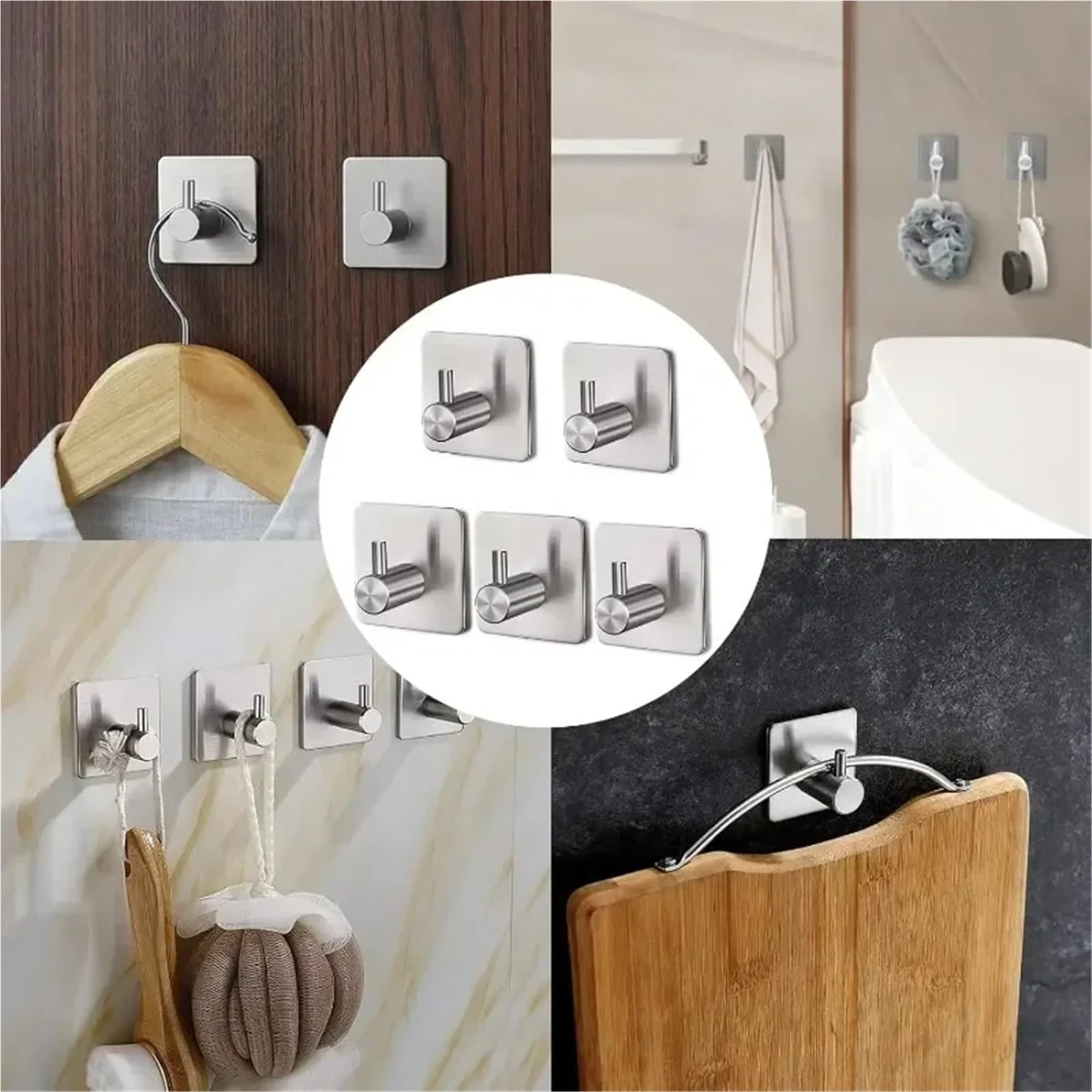 Saugen geknüpft, Selbstklebende Haken 20 Stück Edelstahl Silber Schwarz for Badezimmer Küche Wand(Black)