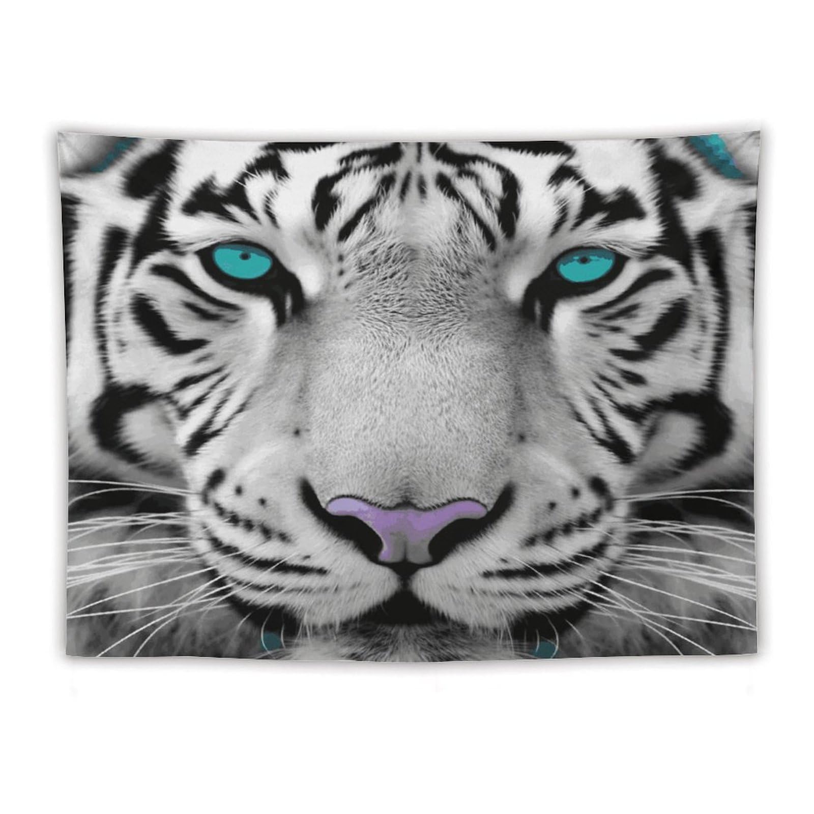 LDGSUPH Tiger with Teal Eyes Tapestry Wall Hanging Decor Anti-fading Aesthetic Wall Tapestries Fashion Wall Blanket Decor Modern Wall Art Tapestry for Bedroom Home Decor 60"x80"