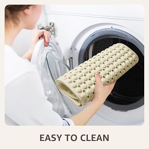 Miniatura 14 de OTHWAY Tapete de ducha antideslizante para bañera para el interior, con ventosas y agujeros de drenaje para limpiar los pies, lavable a máquina