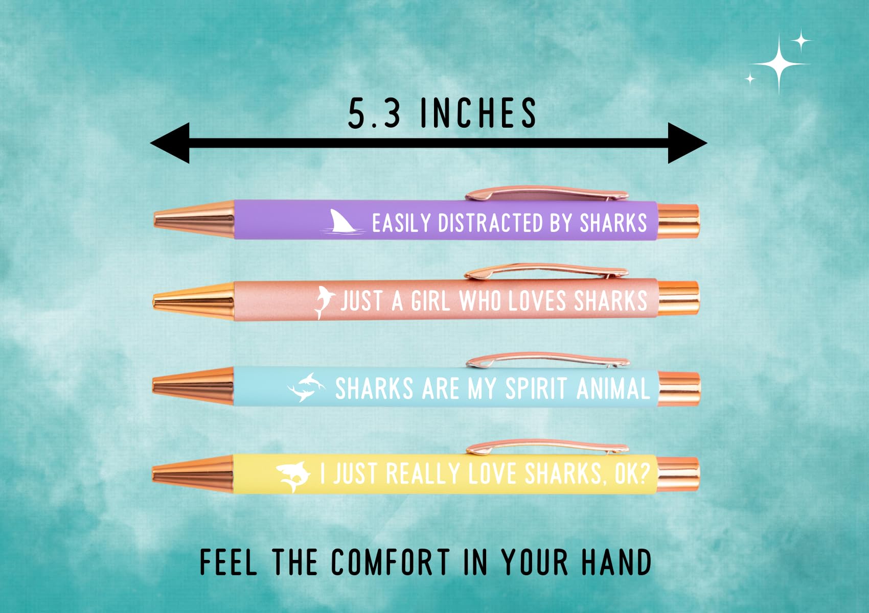 InnoBeta Shark Gifts for Women, Girls, Ballpoint Pen Set of 4, Shark Stuff for Shark Lovers, Shark Mom Gifts for Birthdays, Christmas