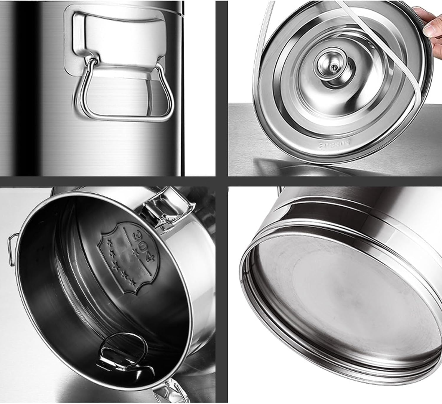 Milk Cans-304 Stainless Steel Milk Transport Barrels Pail Milk Bucket Jug Oil Barrel Wine Barrel Canister Silicone Seal Barrels(28L)