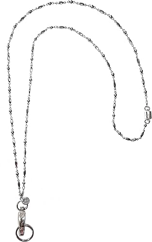 Cadena de acero inoxidable y placa distintiva con posibilidad de broche magnético desmontable y no desmontable, de 34 pulgadas, Acero inoxidable