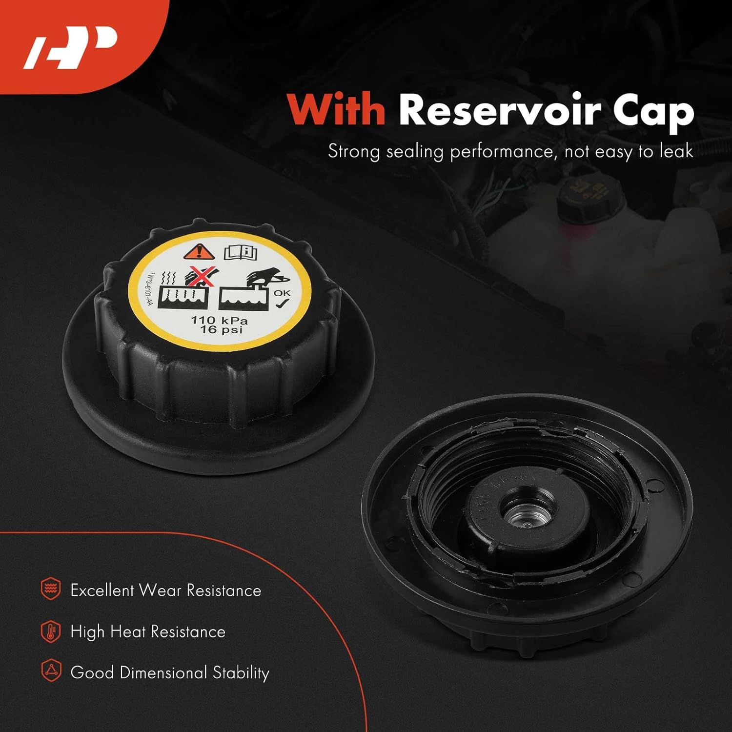 A-Premium Engine Coolant Overflow Recovery Expansion Tank [with Cap] Compatible with Ford F-150 2004-2010, Expedition 2003-2006 & Lincoln Navigator 2003-2006, Mark LT 2006-2008 - Front Side